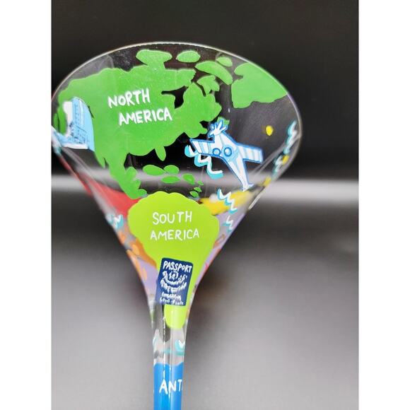 Travel-tini‎ Martini Glass by Lolita Recipe on Bottom Hand-painted Traveler - Picture 2 of 10